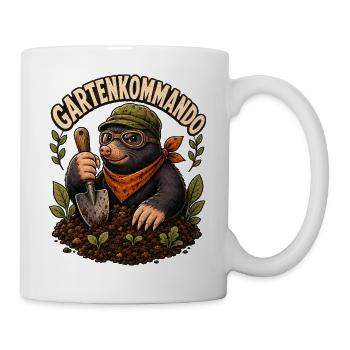 Gartenkommando Maulwurf Beet - Tasse - Weiß - Rechts