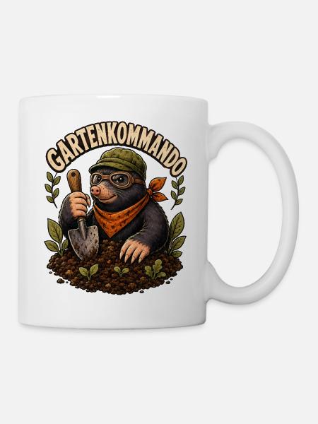 Gartenkommando Maulwurf Beet - Tasse - Weiß