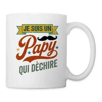Papy Qui Déchire Humour Cadeau Rétro - Mug blanc - blanc - Droite