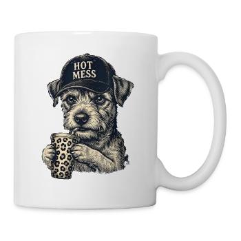 Hot Mess Hund mit Leopardenkaffee - Tasse - Weiß - Rechts