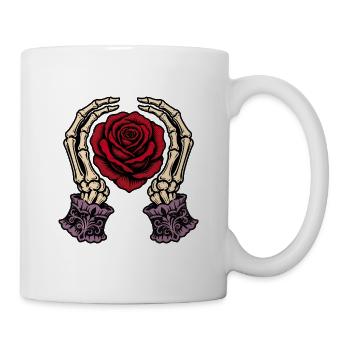 Skeleton Hands Red Rose Gothic Tattoo - Mug - white - Right
