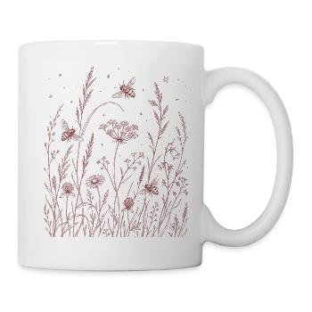 Floral flowers with bees - Mug - white - Right