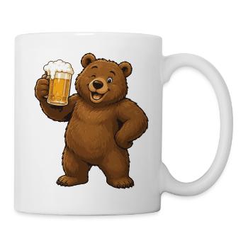 Beer Drinking Bear Cartoon - Mug - white - Right