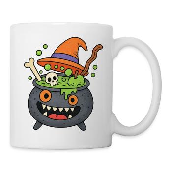 Cute Halloween Cauldron Monster - Mug - white - Right