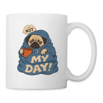 Not My Day – Pug In Blanket & Coffee Dog - Mug - white - Right