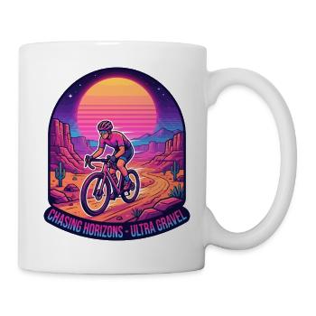 Synthwave-Kiesradfahrer, der Horizonte jagt - Tasse - Weiß - Rechts