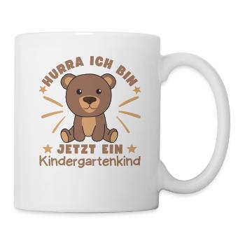 Hurra Ich Bin Jetzt Ein Kindergartenkind Bär - Tasse - Weiß - Rechts