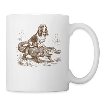 Funny Basset Hound Dog Breed Alligator - Mug - white - Right