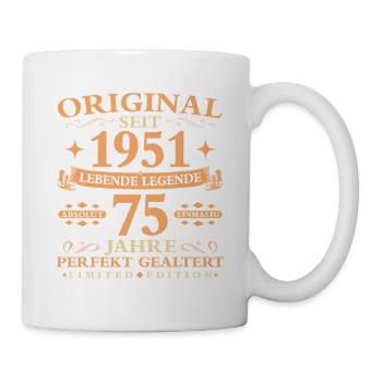 Geburtstag 75 Jahre Baujahr 1951 - Tasse - Weiß - Rechts