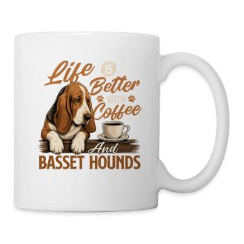 Coffee And Basset Hounds - Dog Mom Coffee Lover - Mug - white - Right