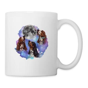 3 Basset Hounds Howling At Moon - Dog Mom Dad - Mug - white - Right