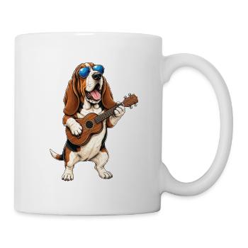 Basset Hound jouant de la guitare - Papa chien de musique - Mug blanc - blanc - Droite