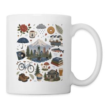 Portland, Oregon Coffee, Nature & Roses - Mug - white - Right