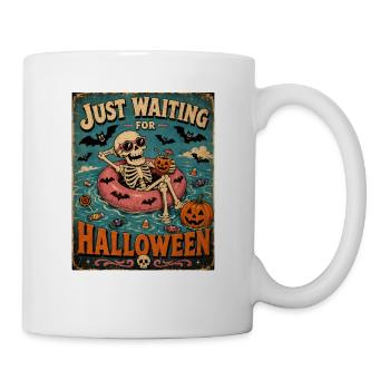 Waiting for Halloween Skeleton Hallloween Anticipation - Mug - white - Right