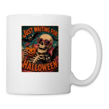 Waiting for Halloween Skeleton Hallloween Anticipation - Mug - white - Right