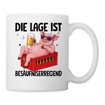 Die Lage Ist Besäufniserregend Schwein Bier - Tasse - Weiß - Rechts