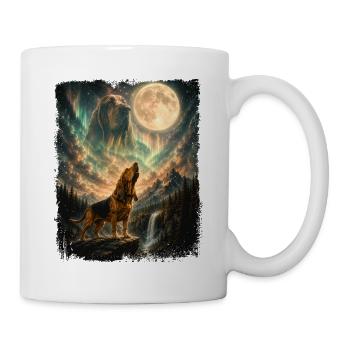 Bloodhound Howling At Moon - Dog Dad Dog Mom - Mug - white - Right