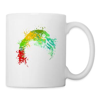 Flamingo Splash Art - Tasse - Weiß - Rechts