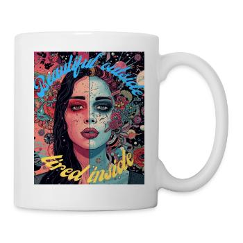 Beautiful Outside Tired Inside Female Portrait - Mug - white - Right