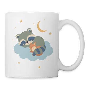 Raccoon and squirrel sleeping - Mug - white - Right
