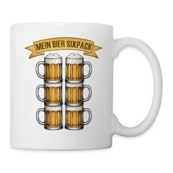 Hier ist mein sechs Bier pack lustige Bier Sprüche - Tasse - Weiß - Rechts