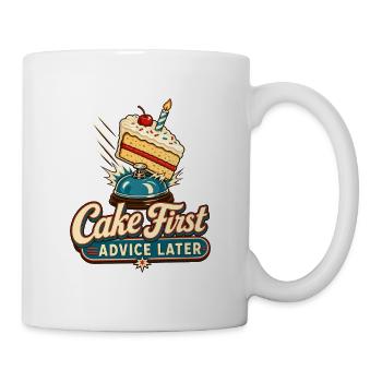 Gâteau d’anniversaire drôle : premier conseil Puis partie au bureau - Mug blanc - blanc - Droite