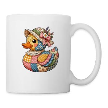 Patchwork Duck with Flower Hat - Mug - white - Right