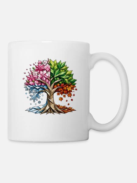 Vierjahreszeiten Baumkunst - Tasse - Weiß