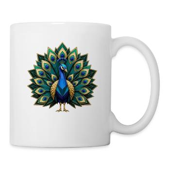 Geometric peacock with gold accents - Mug - white - Right