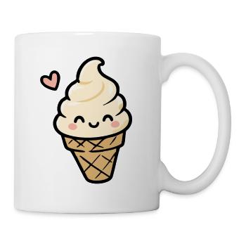 Cornet de glace à la vanille Kawaii - Mug blanc - blanc - Droite