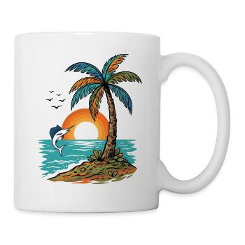 Sunset Island Palm Tree And Sea - Mug - white - Right