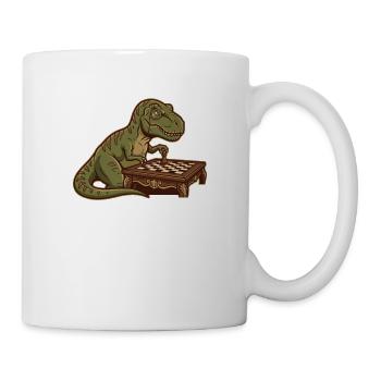 T-Rex Dinosaur Playing Chess - Mug - white - Right