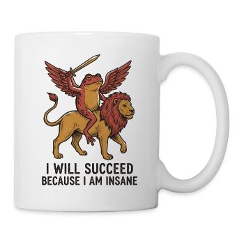 Winged monkey on lion with sword - Mug - white - Right