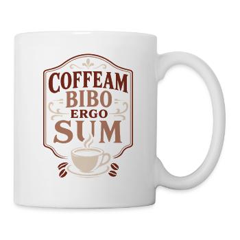 Ich trinke Kaffee also bin ich | Latein Spruch - Tasse - Weiß - Rechts