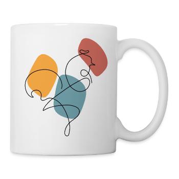 Lineart rooster with colour background - Mug - white - Right
