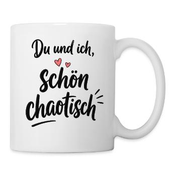 Du und ich – schön chaotisch mit Herz - Tasse - Weiß - Rechts