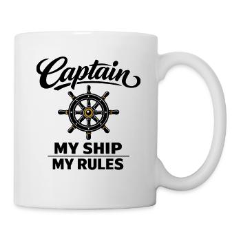 Nautical steering wheel for captains and sailors - Mug - white - Right