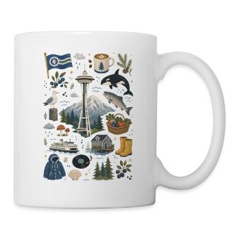 Seattle | Space Needle, Kaffee & Natur - Tasse - Weiß - Rechts