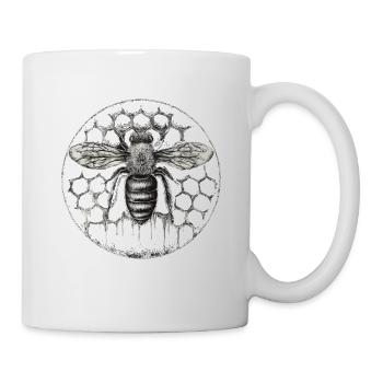 Beekeeper Suit Beekeeping Supplies Honeycomb Round Motif - Mug - white - Right