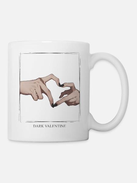 Dunkles Valentinsherz Hände - Tasse - Weiß