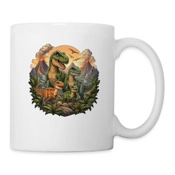 Dino family in the volcanic forest - Mug - white - Right