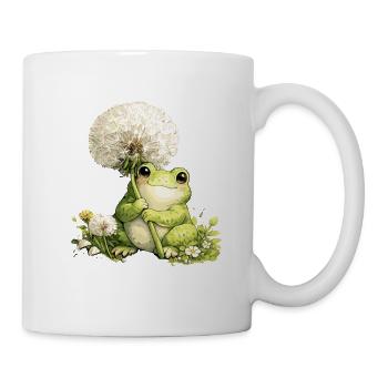 Grenouille mignonne avec pissenlit et fleurs pour - Mug blanc - blanc - Droite