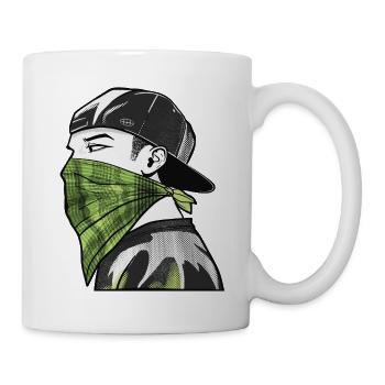 Green bandana and streetwear cap - Mug - white - Right