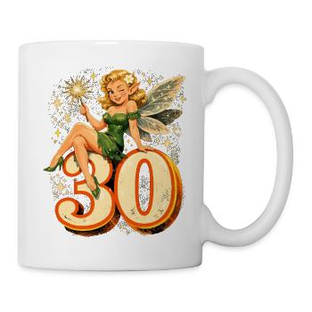 Retro 30. Geburtstag: Magische Fee & Elfe - Tasse - Weiß - Rechts