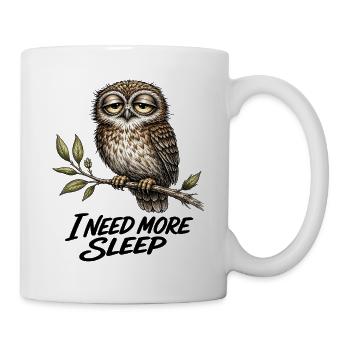 Hibou Fatigué Vintage I NEED MORE SLEEP - Mug blanc - blanc - Droite