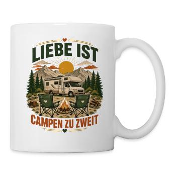 Liebe ist Campen zu zweit – Wohnmobil Paar - Tasse - Weiß - Rechts