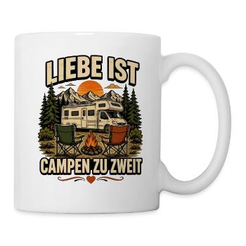 Liebe ist Campen zu zweit – Wohnmobil Paar - Tasse - Weiß - Rechts