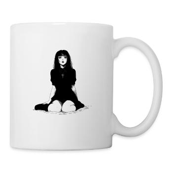Gothic Maiden in Black Dress Illustration - Mug - white - Right