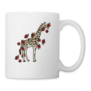 Girafe en fleurs avec des roses - Mug blanc - blanc - Droite