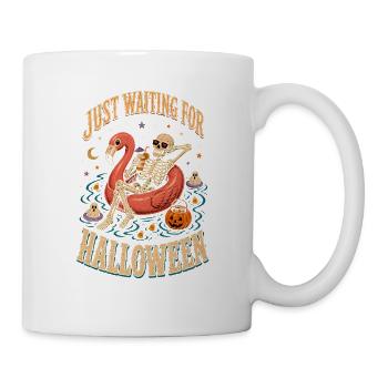 Juste en attente du flamant squelette d’Halloween - Mug blanc - blanc - Droite